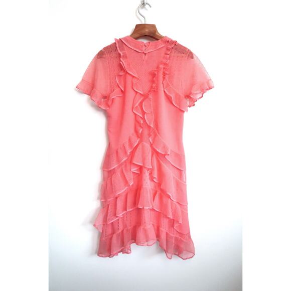 ALEXANDER MCQUEEN Silk Pointelle Knit Lace Flounce Ruffle Dress Italy L $2990 - Picture 9 of 16